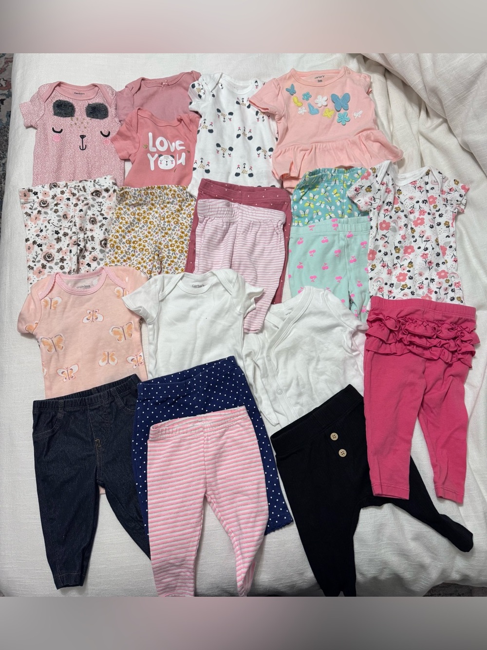 Carter's Girls Pink & Multicolor Mix Baby Leggings & Bottoms